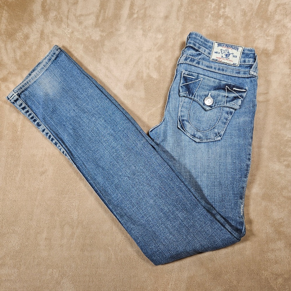 True Religion Billy Jeans Womens 25 Medium Wash Bootcut Stitch Vintage